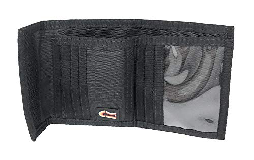 Rainbow of California RFID Credit Card Bifold Hook & Loop Wallet. Made in USA (Black)