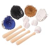 WESIEVYA 4 Sets Dollhouse Baseball Softball Bat Glove Ball Miniature Sports Equipment for Action Figure Sports Party Display Desk Decoration
