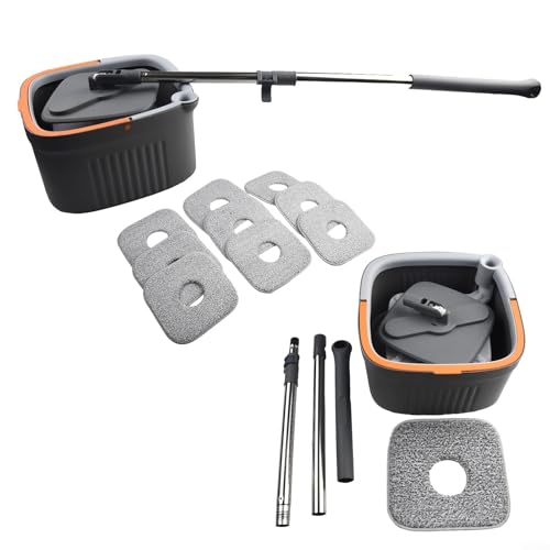 Selbstwaschender rotierender Wischeimer, flaches Wischmopp-Set, 360° drehbarer Moppkopf, separates sauberes schmutziges Wasser, Wischeimer + Stange + Moppköpfe – Bild 7