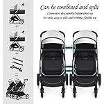 YDoo Doppel-Kinderwagen nebeneinander, Tandem für Säuglinge und Kleinkinder, Faltbarer Hochlandschafts-Stoßdämpfungs-Regenschirm, Zwillings-Kinderwagen, mit Verstellbarer Rückenlehne, Zubehör, Br