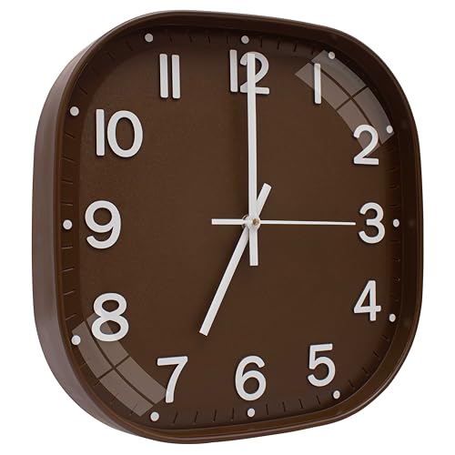 Image of TEKCOOL Plastic Analogue Wall Clock 12 inch Silent Quartz Decorative Wall Clock Non-Ticking Classic Clock Battery Operated Round Easy to Read for Room /Home /Kitchen /Bedroom /Office /School.Gold Brown'