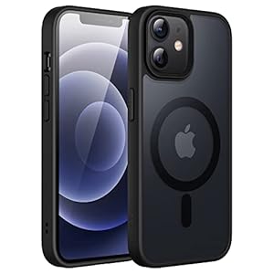 JETech Magnetic Case voor iPhone 12/12 Pro 6,1 Inch Compatibel met MagSafe, Doorschijnende Matte Achterkant Slank Schokbestendig Hoesje (Zwart)