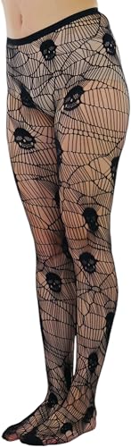 Image of ToBeInStyle Women's Skull Crossbones Skeleton Pirate Symbol Hosiery Tights & Thigh High Stockings