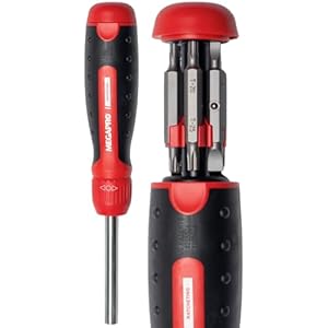 Ratcheting Screwdriver – 13-in-1 Multi Bit Screw Driver w/ ¼” Hex Shaft for Phillips, Star, Flat, Square Bit – Ratchet Screwdriver w/Retractable Cartridge – Multi Screwdriver