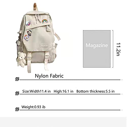 Mysnku School Backpack For Girls Women Ladies Backpack School Bag Bookbag Set With Plush Toy For Teen Girl (Beige) #TOP3