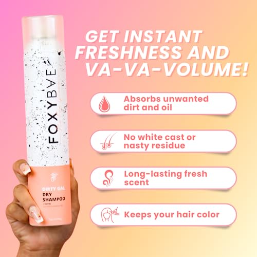 FoxyBae Volumizing Dry Shampoo Spray for Women - With Biotin for Hair Growth - For Dark, Brunette & Blonde Hair - Refreshing & Non-Toxic