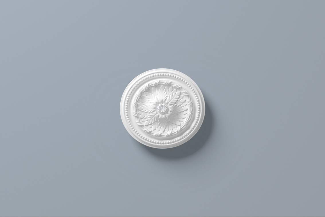 R5 Arstyl Medallion - 15-3/4 Inch Diameter, Primed White