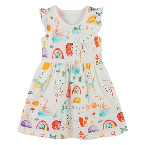 Codkkre Vestido de niña Regalos de Pascua Vestidos de algodón para niñas Vestidos de niña Cuello Redondo Vestido Princesa para Fiesta de Verano 5 Años