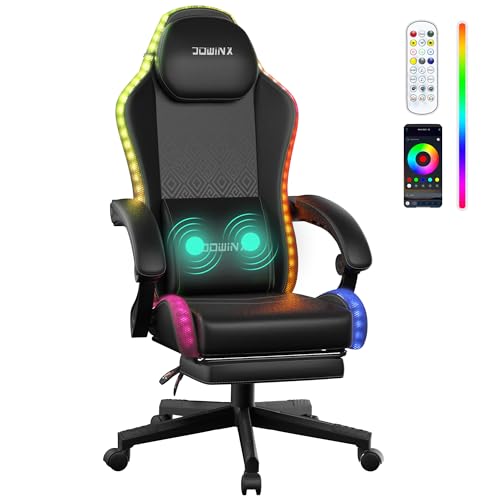 Dowinx Gaming Stuhl mit RGB Lichtern, LED Gaming Chair mit...
