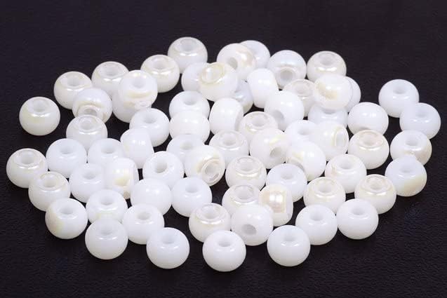 60p Rocailles Pressed Seed Beads, White Ab (03000-28301), Glass, Czech Republic (2/0)