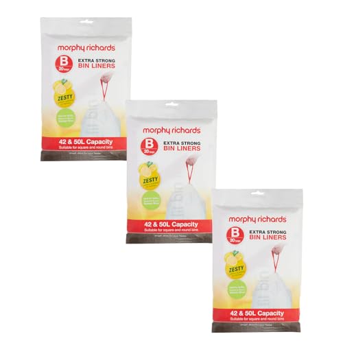 Morphy Richards 979003 Custom Fit Lemon Scented Bin Liners, White, Size B, 42/50 Litres, Pack of 20 x3