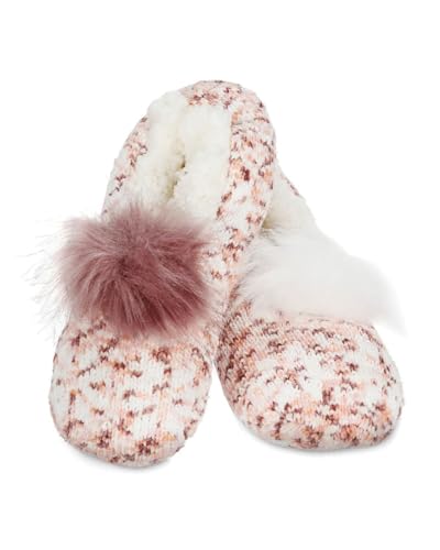 MeMoi Speckled Chenille Interchangeable Pom Pom Slippers