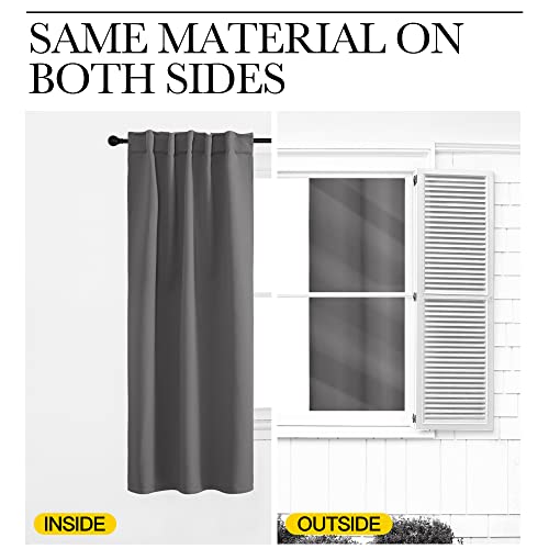 NICETOWN Blackout Curtain Panels for Living Room - (Grey Color) 42x30 inch, 2 Panels Set, Room Darkening Blackout Drapes for Window