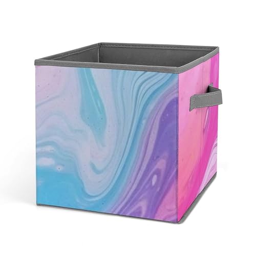Cube de rangement pliable avec poignées style marbre coloré pastel - 2