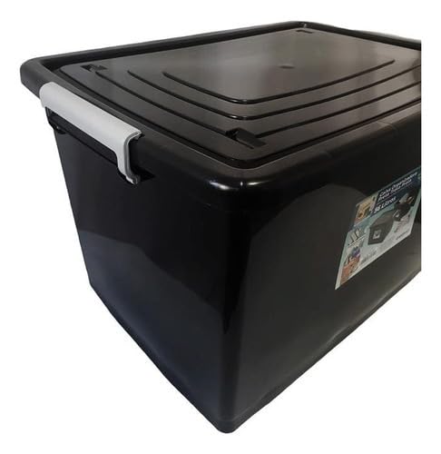 Kit 6 Caixas Organizadoras 56 Litros C/Tampa e Trava Preta 25793PM Arqplast