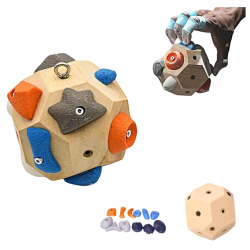 Ryfpdml Handcrafted Boulder Block Finger Training Tool for Climbers 3D Climbing Ball for Grip Strength Training Wooden Climbing Balls for Rock Climbers for Kids Adults (C)