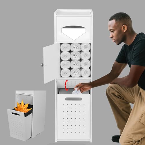 RUNSUNSPRI Bathroom Storage Bathroom Trash Can Toilet Paper Holder Stand Storage Cabinet for Small Spaces Slim Paper Holder for Bathroom Bedroom Living Room Office