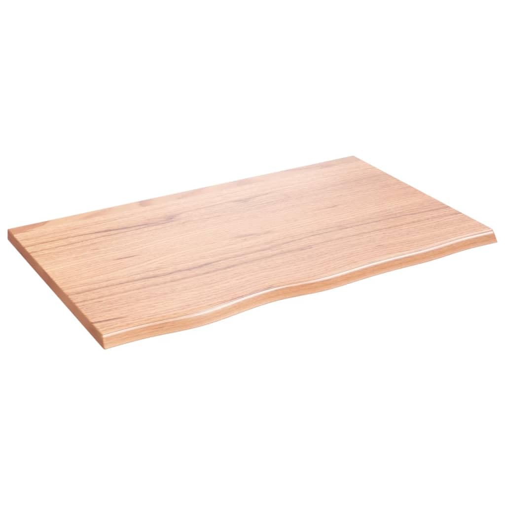 Estantería de pared marrón claro, 80 x 50 x 2 cm, madera maciza de roble tratada, rústica, con borde natural, estante flotante de madera para baño, salón y oficina, capacidad de carga hasta 32