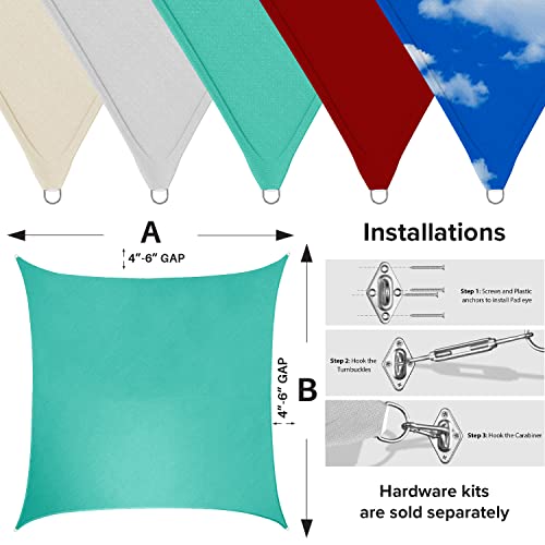 Infrange Waterproof Turquoise 8' X 12' Rectangle Sun Shade Sail Canopy Awning Shelter Fabric Screen, 95% Uv Blockage Uv & Water Resistant, For Outdoor Patio Garden Carport #TOP1