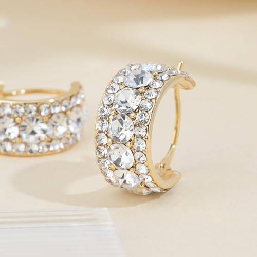 Hoop Earrings for Women 14K Gold Plated Cubic Zirconia Earrings,Delicate Huggie Hoop Earrings,Simple Lightweight Hoops Gift for Women3