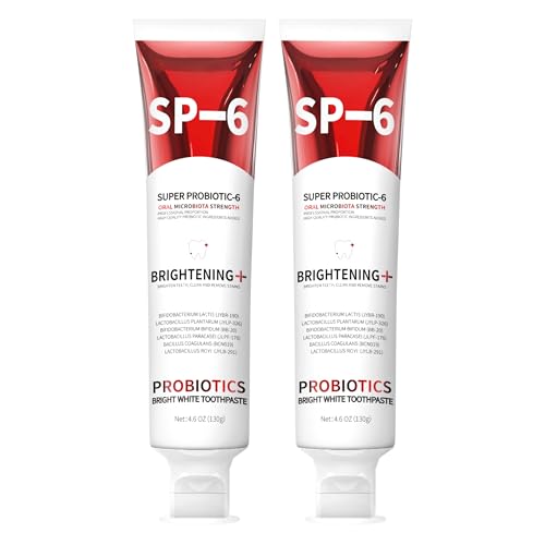 SP-6 Probiotic Whitening Toothpaste - Enhanced Formula with 6 Probiotics for Teeth Whitening and Gum Health - Enamel-Safe, Fluoride-Free, Fresh Mint Flavor, 4.6oz (2)