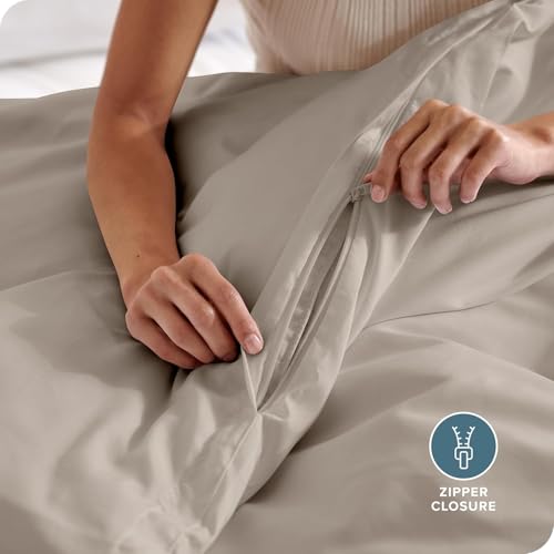 Image of Viewstar Premium Cotton Duvet Cover, Single Size 60x90 Inches, 300 Thread Count, Ultra-Soft, Wrinkle-Free, Cotton-Quilt /Comforter Zipper Cover (Khaki)