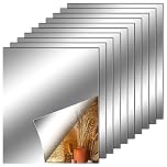 10 Pack Wall Stickers, 6 x 8inch Flexible Non Glass Plastic Sticky Mirror Tiles for Home Wall Decoration