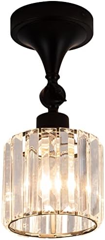 Edzemuwa Flush Mount Ceiling Light Fixture： Modern Black Entryway Light fixtures Farmhouse Lighting for Porch Hallway Kitchen Bedroom（Black E26）