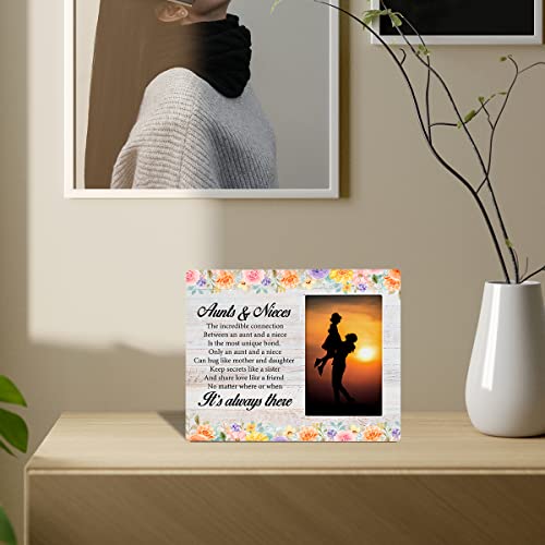 Zauly Aunts & Niece Gift Wooden Picture Frame, Floral Aunts And Niece Sayings Wood Photo Frame Gifts For Birthday Mothers Day Christmas, Tabletop & Wall Mounting, 4X6 Inch Photo #TOP2