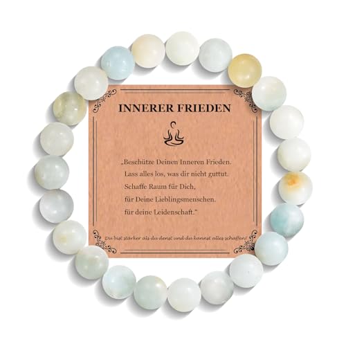 JEWTOP Armband mit 8 mm Edelsteine Perlen für Damen, Heilsteine Amazonite Armband Glücksbringer für Mama Freundin Geburtstagsgeschenk Chakra Yoga Armbänder