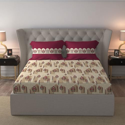 Image of MYTRIDENT Celebration Bedsheet Gifting Collection Double Size - Ruhani Magenta