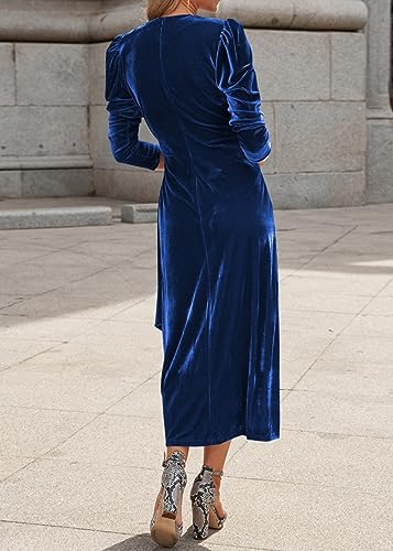 Robe de soirée velours longue col V chic Tomwell pour cocktail