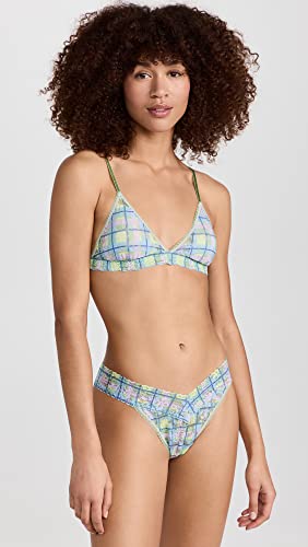 Hanky Panky Women's Hazy Morning Padded Bralette Wrapped, Hazy Morning, Blue, Plaid, M #TOP4