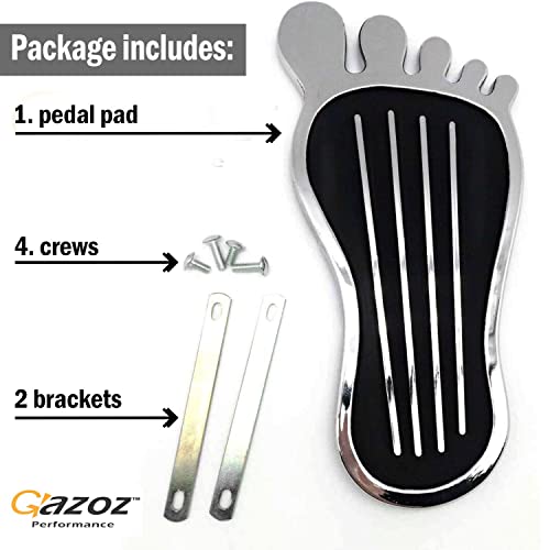 Gazoz Performance Pedal Pad-Style Cover - No Drilling Anti-Slip Aluminum Brake And Accelerator Pedal Covers - Hot Rod Rat Chrome Custom Gas Pedal Pad Cover Accessories #TOP4