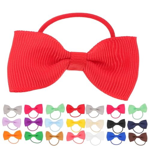 CVUTOVO 30pcs Dog Small Hair Bows with Rubber Bands - Solid 