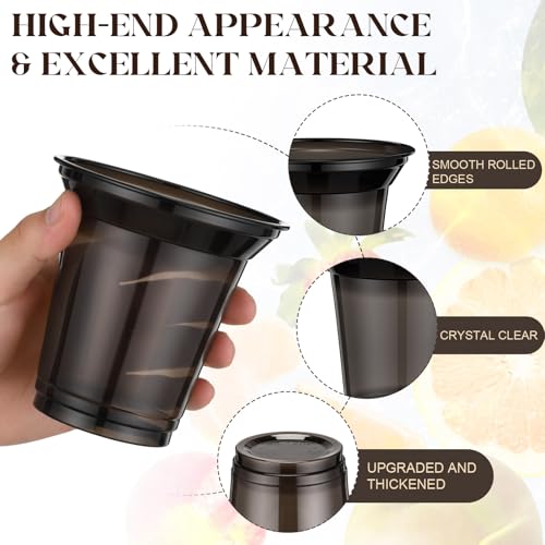 Acellegic 200 Set 16 oz Black Disposable Cups with Lids Clear Plastic Iced Coffee Cups for Cold Drinks Juice Soda Black Party Supplies for Women 30th 40th 50th Birthday Wedding Bar Accessories
