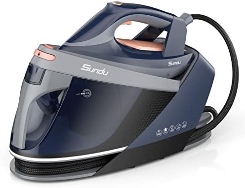 Sundu Pro Steam Station with Ceramic Soleplate, 1800W Steam Station Iron for Clothes with 1.5L Removable Water Tank, Iron Lock for Easy Carry, Auto ShutOff, Self Cleaning, Clothing Steam Iron for Home
