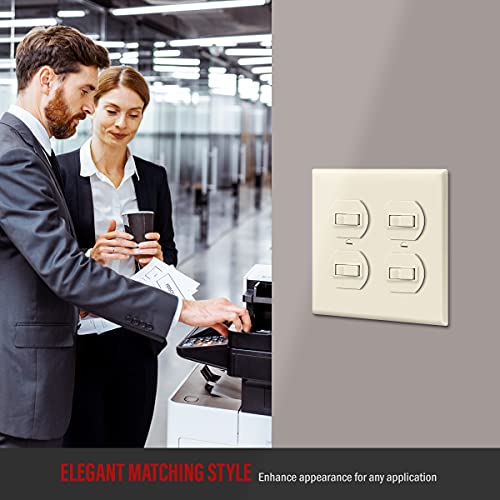Enerlites 8822-La Duplex Receptacle Outlet Wall Plate, Standard Size 2-Gang, Polycarbonate Thermoplastic, Light Almond #TOP6