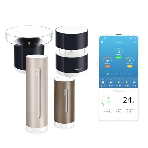 Netatmo Wetterstation ORIGINAL - 2. Generation, Innen & Außen + Windmesser + Regenmesser - Temperatur, Luftfeuchtigkeit, Luftqualität, UV, Pollen - Kompatibel mit Apple, Alexa, Google