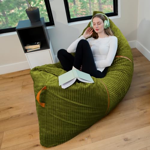 Image of Big Joe Turnabout 3-in-1 Convertible Bean Bag Chair, Moss Green