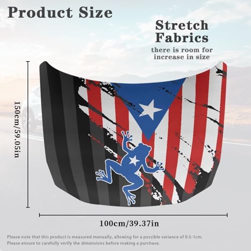 Image of Renewold Car Hood Covers Hood Cover Protector for Cars Puerto Rico Flag Coqui Frog Daily Holiday Wrap Blanket Women Men Automotive Exterior Accessories Decor for Most Sedan Small SUV Truck