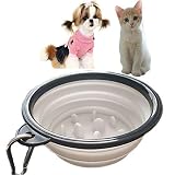 Portable Travel Pet Bowl Slow Feeder, Collapsible Dog Bowl, Foldable Expandable Cup Dish for Pet Cat