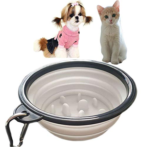 Portable Travel Pet Bowl Slow Feeder, Collapsible Dog Bowl, Foldable Expandable Cup Dish For Pet Cat Food Water Feeding #TOP1