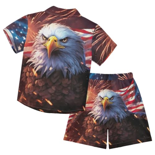 Image of 3T Toddler Boy Shorts Set Teal Hawaiian Button Down Shirts Summer Outfits for Little Boy