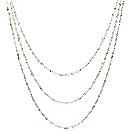 Joyful Creations Sterling Silver Multi-Strand Singapore Twist Chain Necklace Italy Adjustable 20-24 Plus 2" Extender