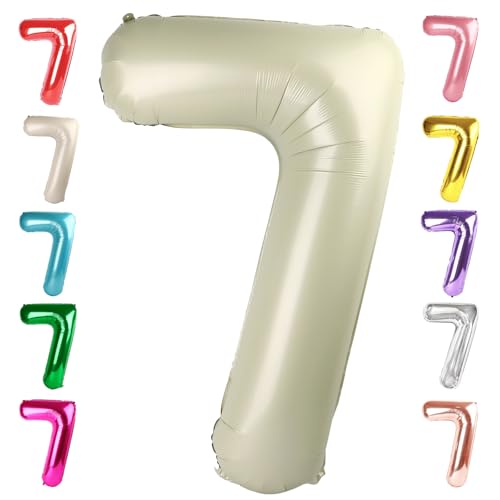 Image of 7 Balloon Numbers Birthday Decorations, 40In Cream Balloons for Men Women | Eye-catching Appearance, Perfect Decorative Centerpieces, Convenient Self-sealing Structure, Widely for Various Occasions