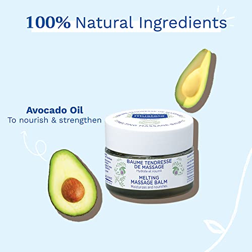 Mustela Baby Massage Balm - Luxurious Melting Balm with Natural Avocado & Sunflower Oil - Vegan & Alcohol-Free - 3.17 oz.