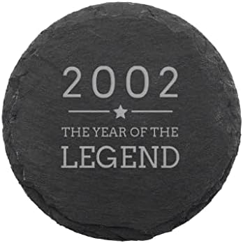 Engraved Coaster -"2002 Year of The Legend" Design - 21st Birthday Gifts for Men - Natural Slate Placemat