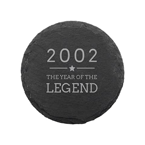 Engraved Coaster -"2002 Year of The Legend" Design - 21st Birthday Gifts for Men - Natural Slate Placemat Cover