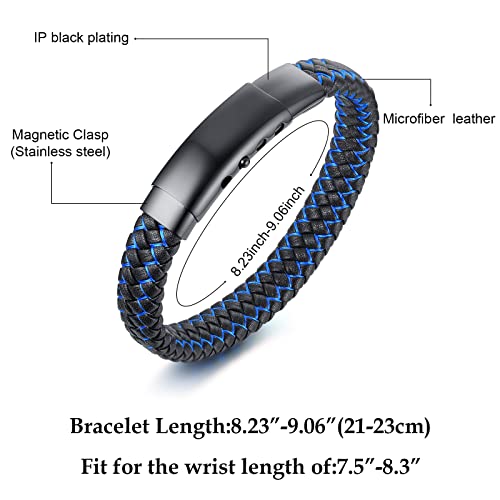 Vnox Personalized Bracelets For Men | Customized Engraved Gift For Men Custom Braided Leather Mens Bracelet Christmas Birthday Gift For Young Men Dad Husband Boyfriend | Valentines Day Gifts For Him #TOP5